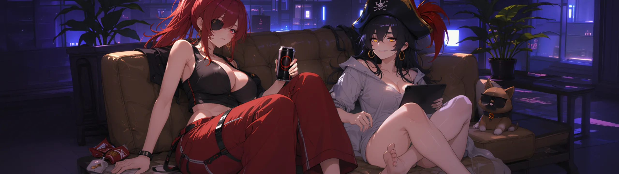 Mave and Raven relaxing in the crew quarters