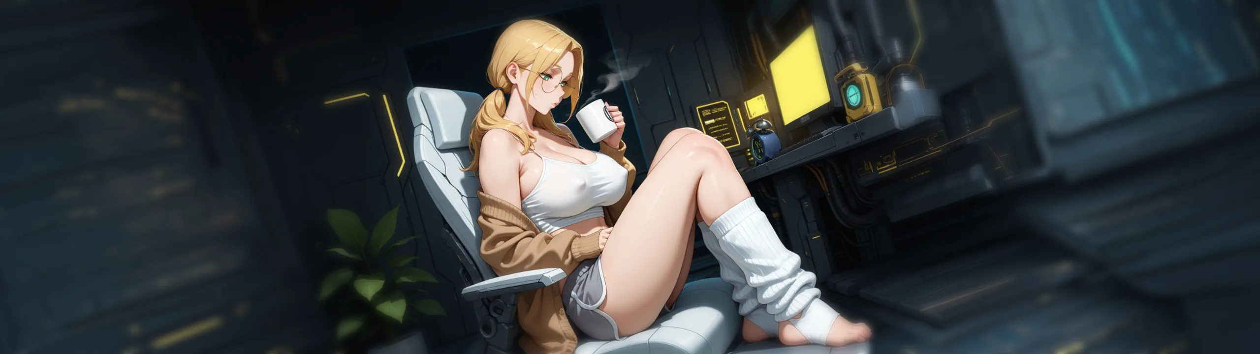 Sabrina taking a break at a workstation
